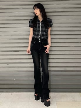 「EMODA（エモダ）のアイテム」を使った、後藤茉子さん（レディース・158cm）の夏コーディネート