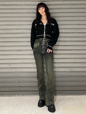 「EMODA（エモダ）のアイテム（ニット/セーター）」を使った、後藤茉子さん（レディース・158cm）の冬コーディネート