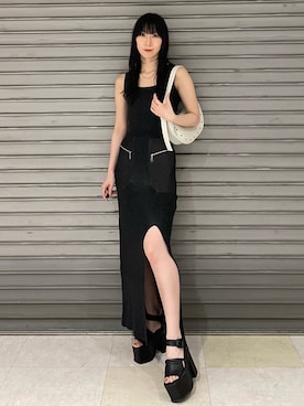 「EMODA」｜「アイテム（ワンピース/ドレス）」を使った、後藤茉子さん（レディース・158cm）の春コーディネート