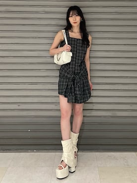 「EMODA」｜「アイテム（ワンピース/ドレス）」を使った、後藤茉子さん（レディース・158cm）の夏コーディネート