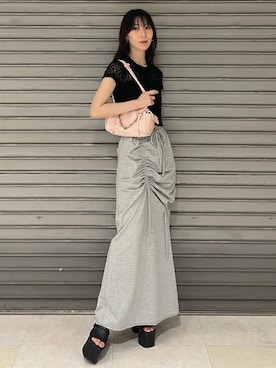 「スウェットスカート」｜後藤茉子さん（レディース・158cm）の夏コーディネート
