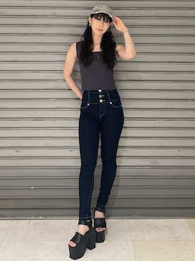 「厚底」｜後藤茉子さん（レディース・158cm）の夏コーディネート