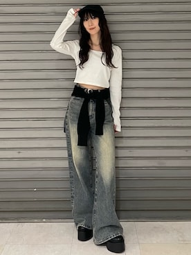 「アイテム（ハンチング/ベレー帽）」を使った、後藤茉子さん（レディース・158cm）の秋コーディネート