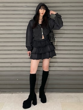 「EMODA（エモダ）のバルキープランプフィットブーツ（ブーツ）」を使った、後藤茉子さん（レディース・158cm）の秋コーディネート