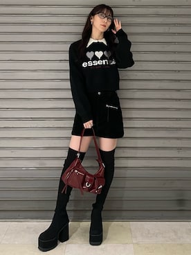 「EMODA（エモダ）のアイテム（ハンドバッグ）」を使った、後藤茉子さん（レディース・158cm）の秋コーディネート