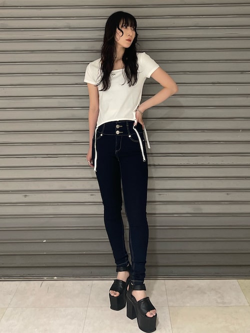 EMODA ELDER NUDE ブラック スキニーデニム サイズ2 ELDER】NUDEハイウエストデニム（デニムパンツ）｜EMODA（エモダ）の