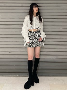 「EMODA（エモダ）のバルキープランプフィットブーツ（ブーツ）」を使った、後藤茉子さん（レディース・158cm）の秋コーディネート