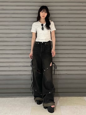 「EMODA（エモダ）のアイテム（メガネ）」を使った、後藤茉子さん（レディース・158cm）の春コーディネート