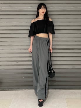 「EMODA（エモダ）のサイドオープンバルキーサンダル（サンダル）」を使った、後藤茉子さん（レディース・158cm）の夏コーディネート