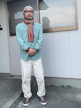 「アイテム（ニットキャップ/ビーニー）」を使った、kawakamiforeverさん（メンズ・176cm）の秋コーディネート