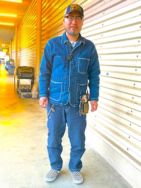 「STUDIO D’ARTISAN（ステュディオダルチザン）のアイテム（キャップ、ブルー系）」を使った、Shigeさん（メンズ・176cm）の春コーディネート