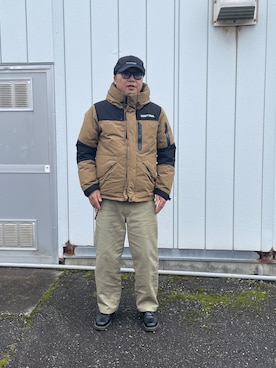 「schott（ショット）のアイテム（ダウンジャケット/コート、ベージュ系）」を使った、Shigeさん（メンズ・176cm）の冬コーディネート