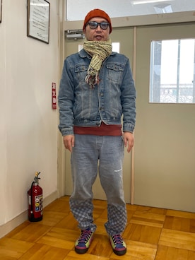 「PUMA（プーマ）のアイテム（スニーカー、グリーン系）」を使った、Shigeさん（メンズ・176cm）の冬コーディネート