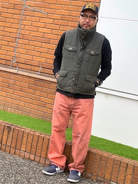 「HOUSTON（ヒューストン）のアイテム」を使った、Shigeさん（メンズ・176cm）の春コーディネート