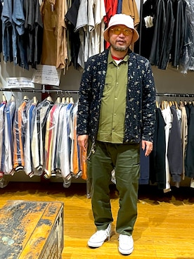 「古着のアイテム（その他アウター、ブルー系）」を使った、Shigeさん（メンズ・176cm）の春コーディネート