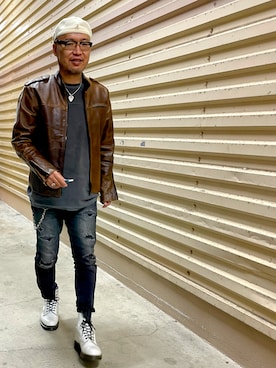 「KANGOL（カンゴール）のアイテム（ハンチング/ベレー帽）」を使った、Shigeさん（メンズ・176cm）の秋コーディネート