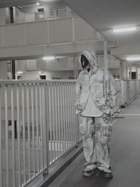 「アイテム（パーカー、ホワイト系）」を使った、よさん（レディース・165cm）の冬コーディネート