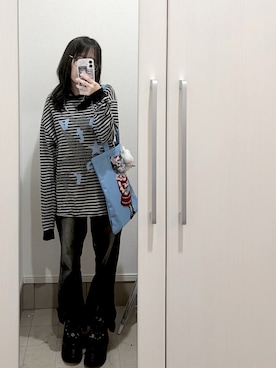 「MUSINSA（ムシンサ）のアイテム（Tシャツ/カットソー、その他）」を使った、Uさん（レディース・146cm）の春コーディネート