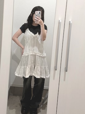 「Jewelobe（ジュエローブ）のアイテム（ワンピース/ドレス、ホワイト系）」を使った、Uさん（レディース・146cm）の夏コーディネート