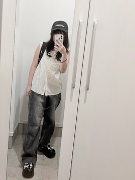 「ドン・キホーテ（ドンキホーテ）のアイテム（サンダル、ブラック系）」を使った、Uさん（レディース・146cm）の夏コーディネート