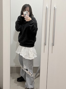 「Jewelobe（ジュエローブ）のアイテム（ワンピース/ドレス、ホワイト系）」を使った、Uさん（レディース・146cm）の春コーディネート