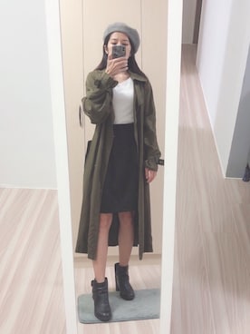「PULL&BEAR（プルアンドベア）のアイテム（帽子）」を使った、Cathy/千千さん（レディース・157cm）の冬コーディネート