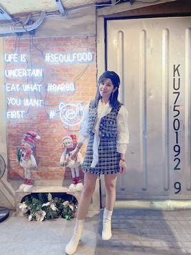 「FOREVER 21」｜「アイテム（セットアップ）」を使った、Cathy/千千さん（レディース・157cm）の冬コーディネート