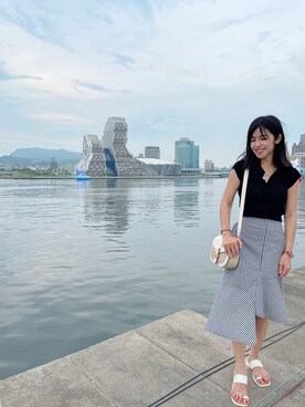 「MANGO（マンゴ）のアイテム」を使った、Cathy/千千さん（レディース・157cm）の夏コーディネート