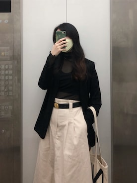 「秋冬」｜「アイテム（ノーカラージャケット）」を使った、Corsicaさん（レディース・162cm）の秋コーディネート
