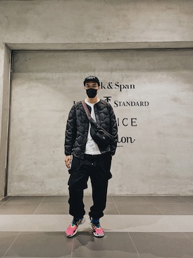 「White Mountaineering」｜「アイテム（ダウンジャケット/コート）」を使った、AshWangさん（メンズ・176cm）の秋コーディネート