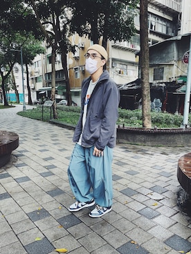 「wisdom（ウィズダム）のアイテム（ジャケット/アウター）」を使った、AshWangさん（メンズ・176cm）の冬コーディネート