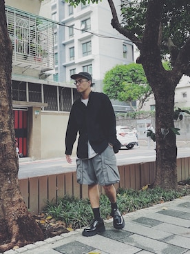 「GOOPiMADE」｜「アイテム（その他シューズ）」を使った、AshWangさん（メンズ・176cm）の秋コーディネート