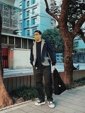 「wisdom（ウィズダム）のアイテム」を使った、AshWangさん（メンズ・176cm）の春コーディネート