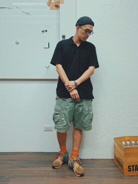 「Chrome Hearts」｜「アイテム（その他シューズ）」を使った、AshWangさん（メンズ・176cm）の春コーディネート