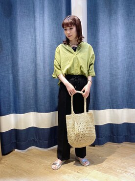 「Samansa Mos2 blue（サマンサモスモスブルー）のアイテム（タンクトップ）」を使った、さぜさん（レディース・158cm）の夏コーディネート