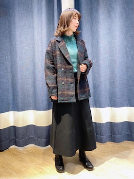 「Samansa Mos2 blue（サマンサモスモスブルー）のアイテム（その他アウター）」を使った、さぜさん（レディース・158cm）の秋コーディネート