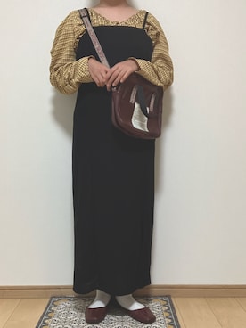 「しまむら（シマムラ）のアイテム（ワンピース/ドレス、ブラック系）」を使った、Runさん（レディース・159cm）の夏コーディネート