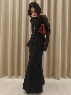 「Ameri（アメリ）のアイテム」を使った、黒石奈央子さん（レディース・153cm）の冬コーディネート