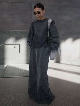 「Ameri（アメリ）のアイテム（トップス）」を使った、黒石奈央子さん（レディース・153cm）の冬コーディネート