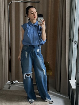 「AMERI」｜「アイテム（パンプス）」を使った、黒石奈央子さん（レディース・153cm）の夏コーディネート