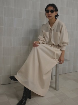 「アイテム（ワンピース/ドレス）」を使った、黒石奈央子さん（レディース・153cm）の冬コーディネート