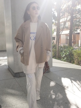 「Ameri（アメリ）のアイテム」を使った、黒石奈央子さん（レディース・153cm）の冬コーディネート