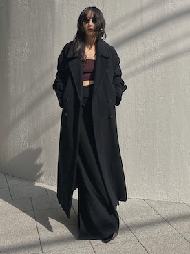 「アイテム（チェスターコート）」を使った、黒石奈央子さん（レディース・153cm）の秋コーディネート