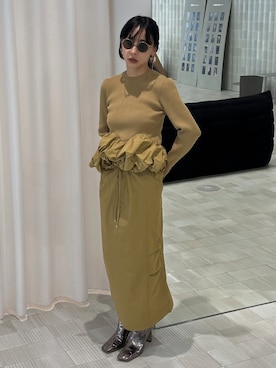 「アイテム（ワンピース）」を使った、黒石奈央子さん（レディース・153cm）の秋コーディネート