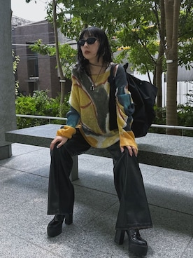 「AMERI」｜「アイテム（パンツ）」を使った、黒石奈央子さん（レディース・153cm）の秋コーディネート