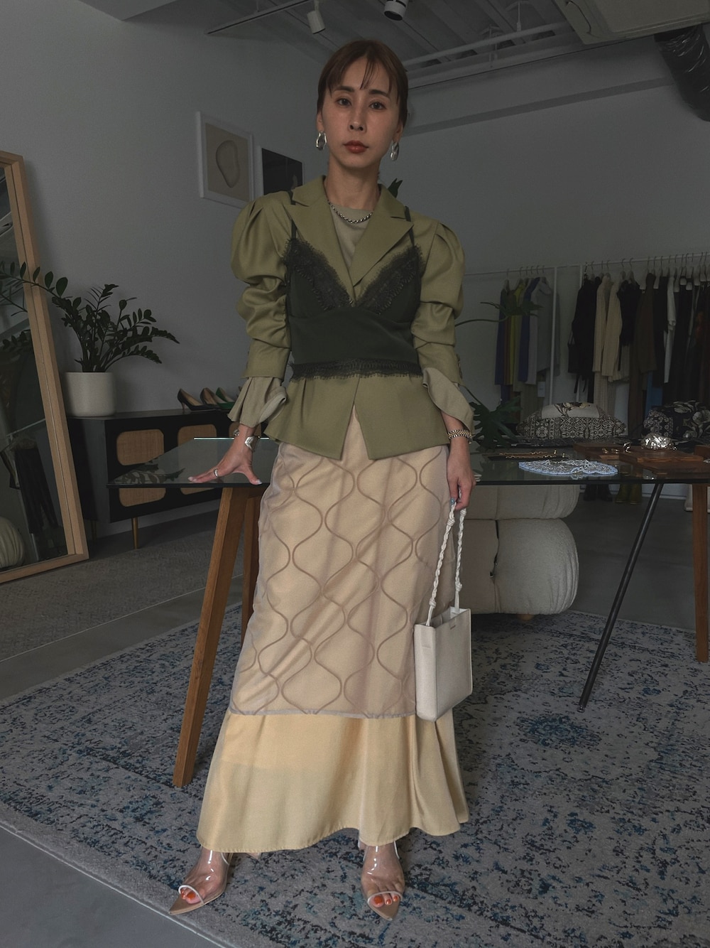 Ameri（アメリ）の「JACKET WITH FLARE SHIRT（テーラードジャケット