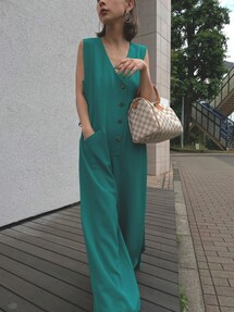 Ameri（アメリ）の「BOX SIDE RIBBON ROMPERS（つなぎ