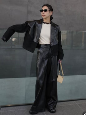 「Ameri（アメリ）のアイテム」を使った、黒石奈央子さん（レディース・153cm）の冬コーディネート