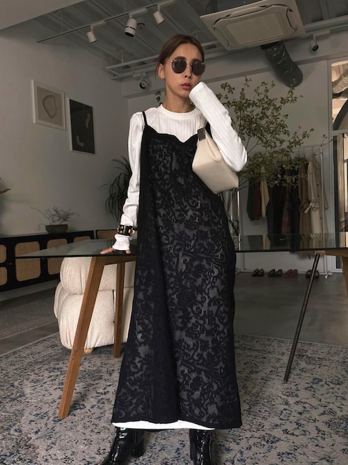 Ameri（アメリ）の「2WAY KNIT SUSPENDER DRESS（ワンピース