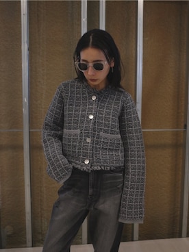 「Ameri（アメリ）のアイテム（ジャケット/アウター）」を使った、黒石奈央子さん（レディース・153cm）の冬コーディネート